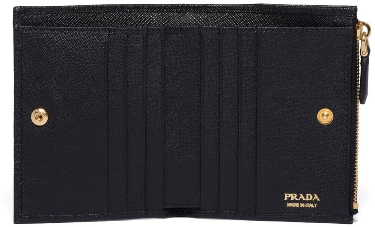 Prada Black Saffiano Leather Small Wallet Zwart