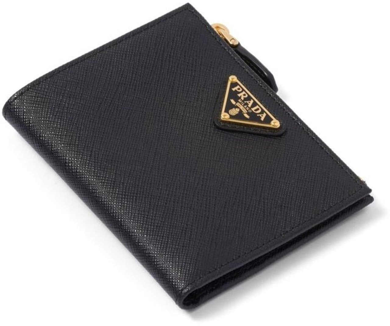 Prada Black Saffiano Leather Small Wallet Zwart