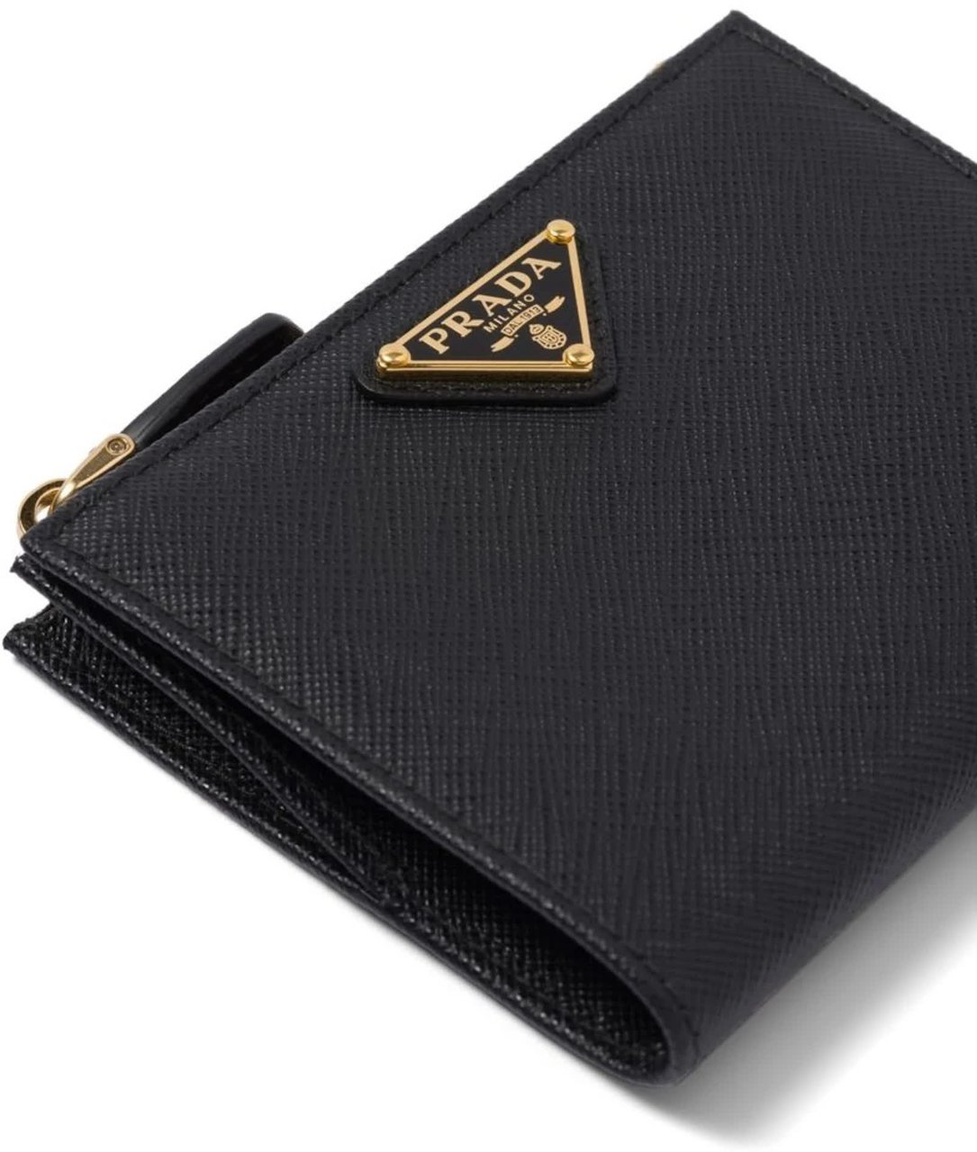 Prada Black Saffiano Leather Small Wallet Zwart