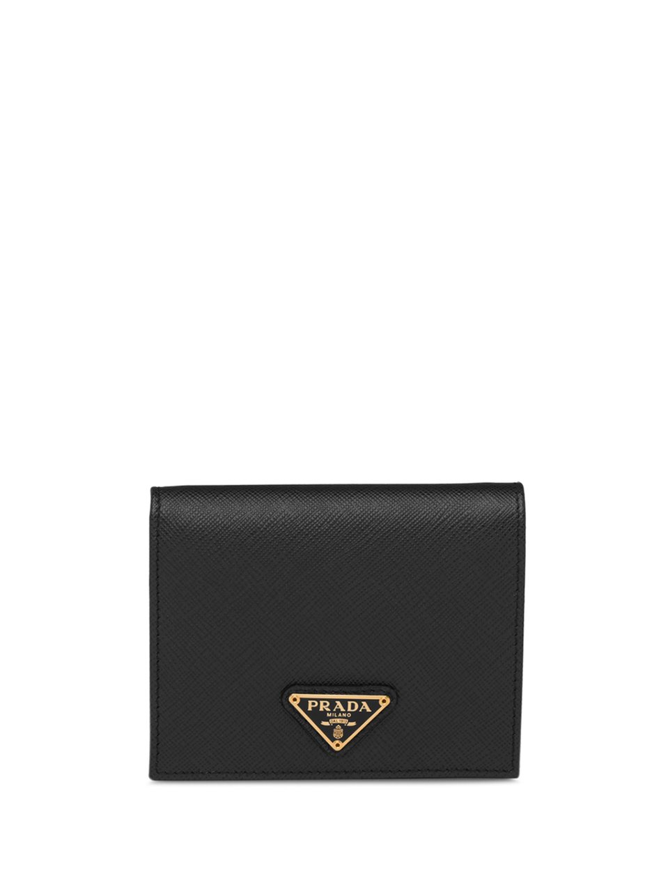 Prada Portafoglio Saffiano Leather Triangular Wallet Zwart