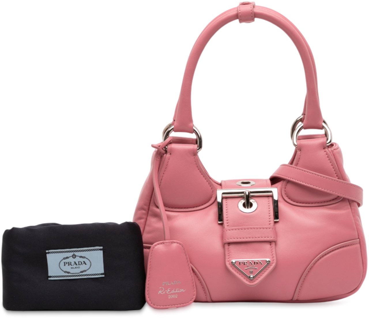 Prada Nappa Soft Padded Re Edition 2002 Moon Satchel Roze