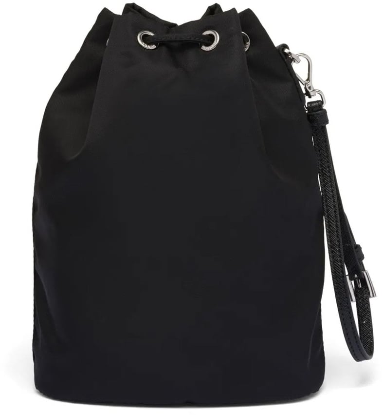 Prada Prada Nylon and Leather Drawstring Pouch Zwart