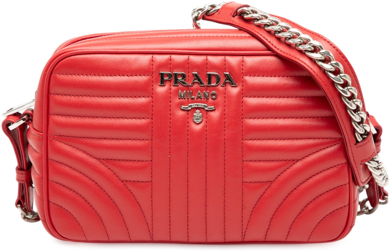 Prada Soft Calfskin Diagramme Camera Bag Rood
