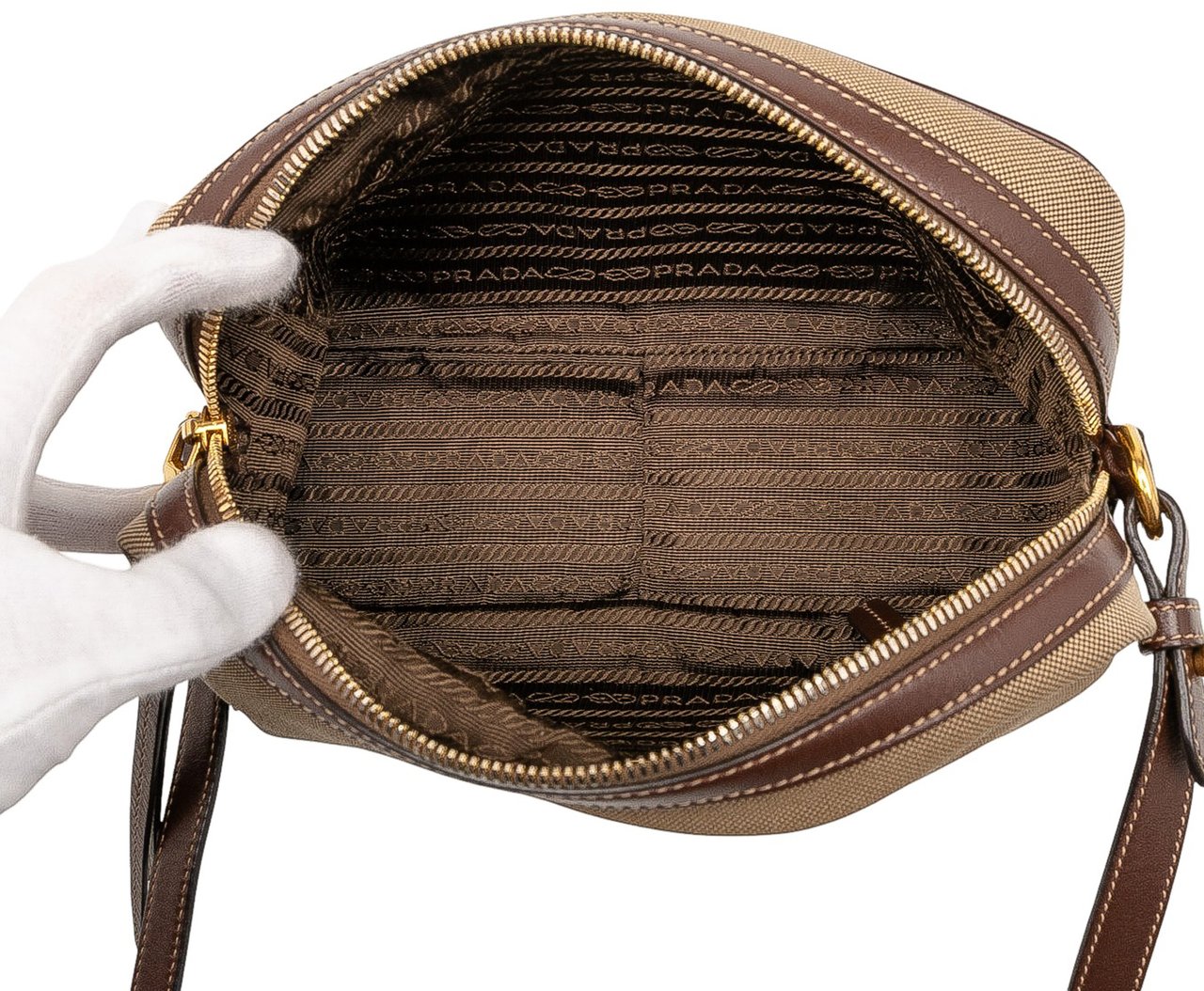 Prada Canvas Canapa Logo Crossbody Bruin