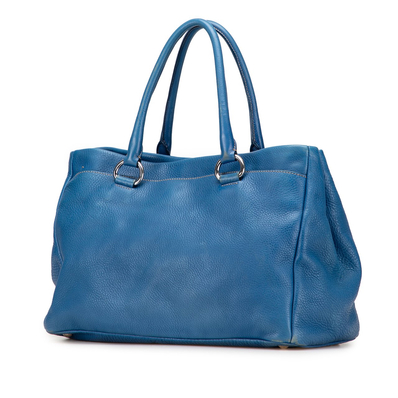 Prada Vitello Daino Open Convertible Tote Blauw