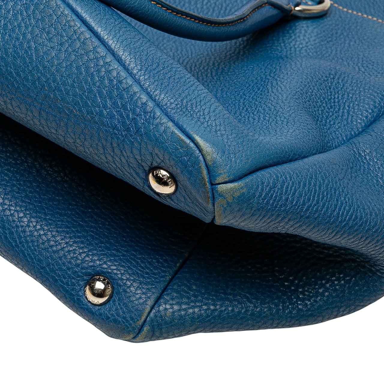 Prada Vitello Daino Open Convertible Tote Blauw