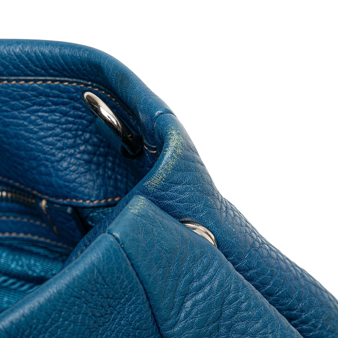 Prada Vitello Daino Open Convertible Tote Blauw