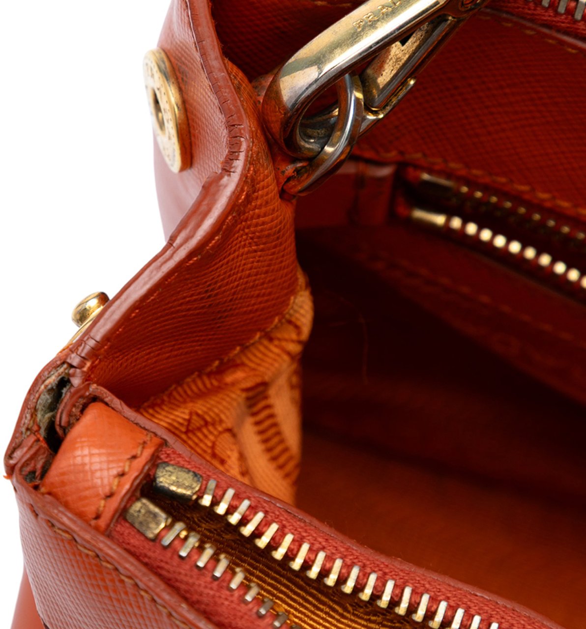 Prada Small Saffiano Lux Galleria Double Zip Oranje