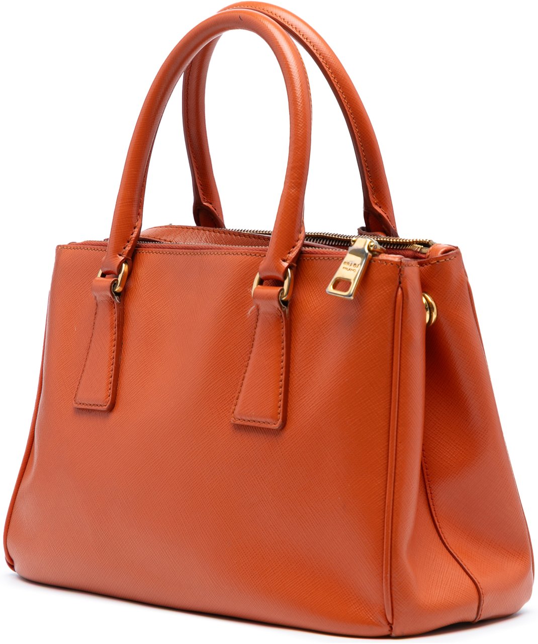 Prada Small Saffiano Lux Galleria Double Zip Oranje