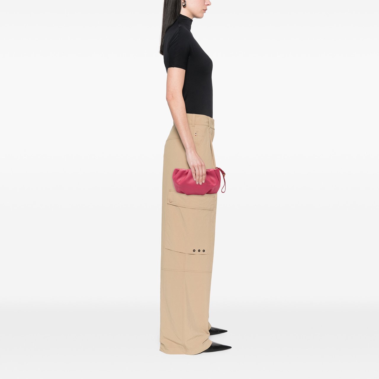 Prada Vitello Daino Wristlet Clutch Roze