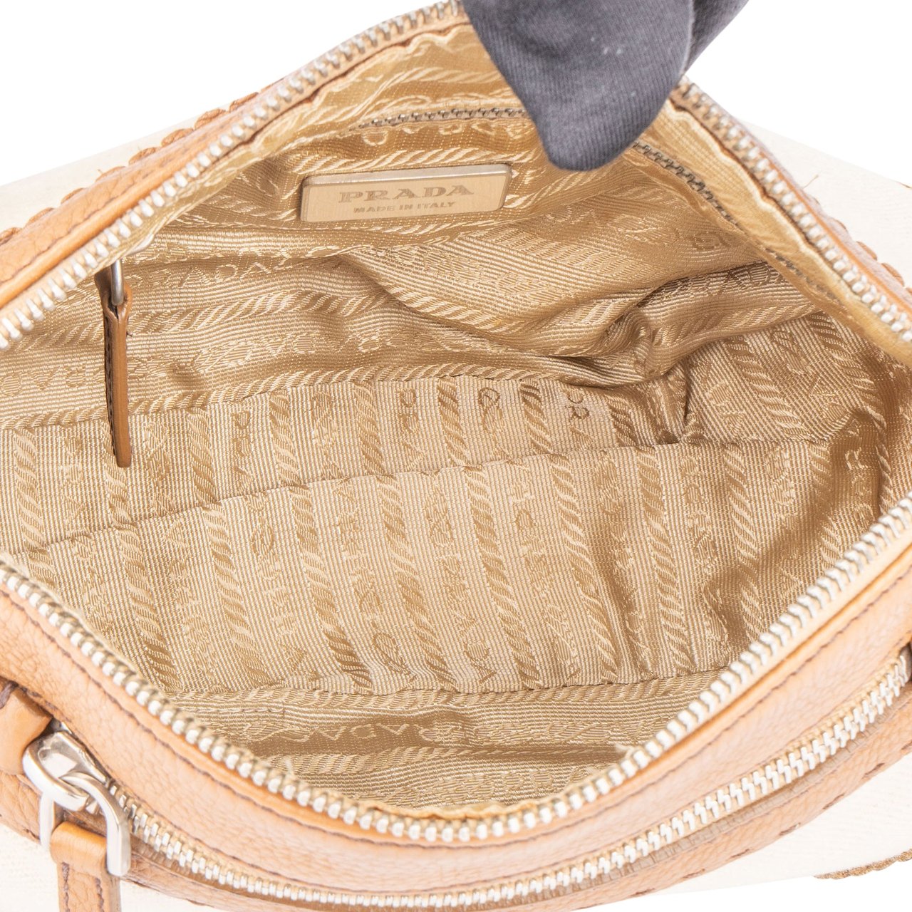 Prada Prada Side Logo Cotton Leather Shoulder Bag Divers