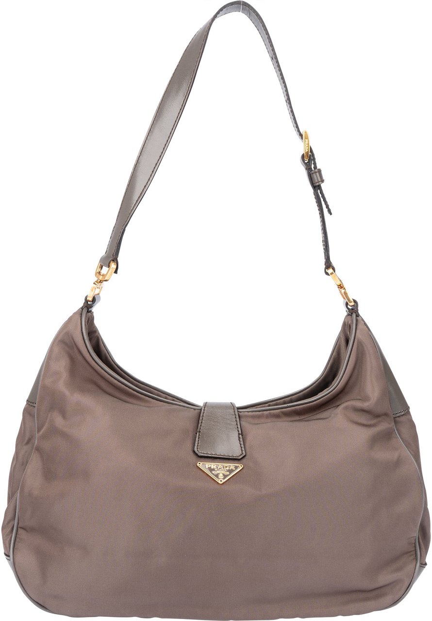 Prada Prada Grey Nylon Triangle Shoulder Bag Donkergrijs