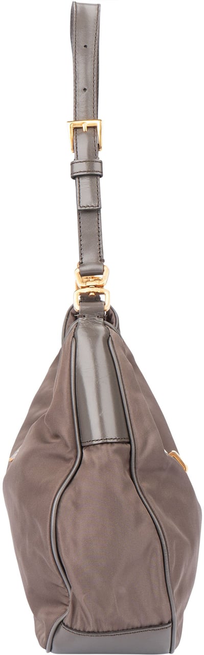 Prada Prada Grey Nylon Triangle Shoulder Bag Donkergrijs