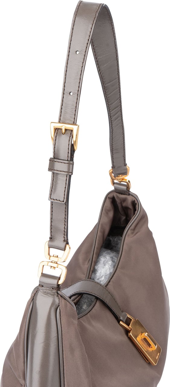 Prada Prada Grey Nylon Triangle Shoulder Bag Donkergrijs