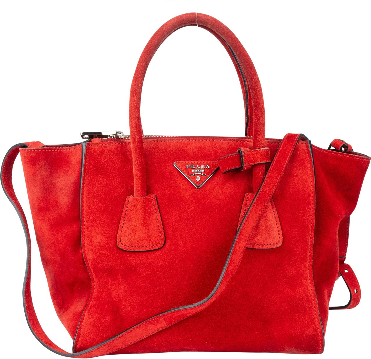 Prada Prada Rosso Suede Vitello Handbag Divers