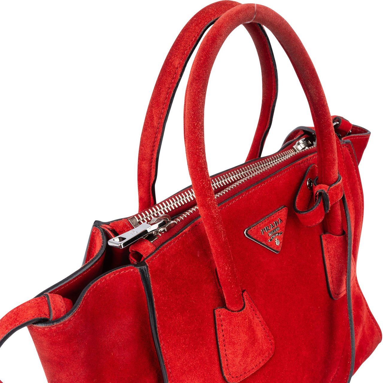 Prada Prada Rosso Suede Vitello Handbag Divers