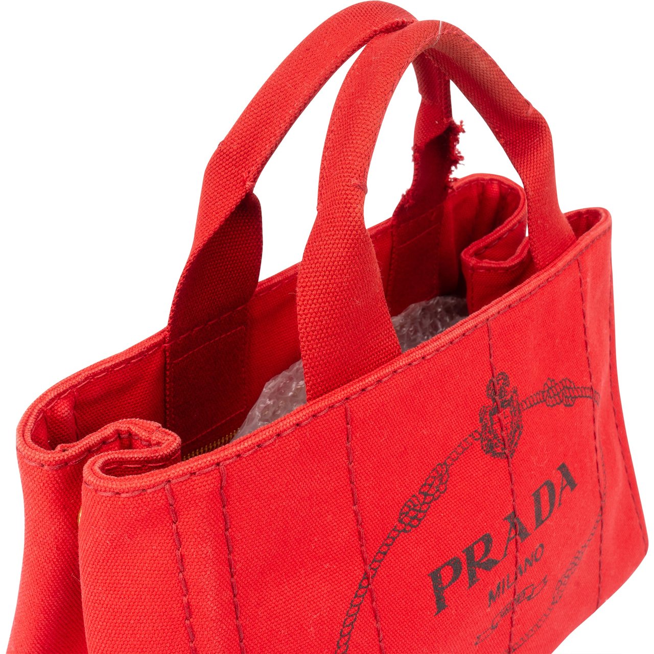 Prada Prada Rosso Cotton Canapa Triangle Handbag Divers