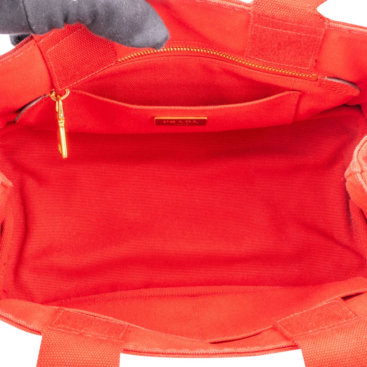 Prada Prada Rosso Cotton Canapa Triangle Handbag Divers
