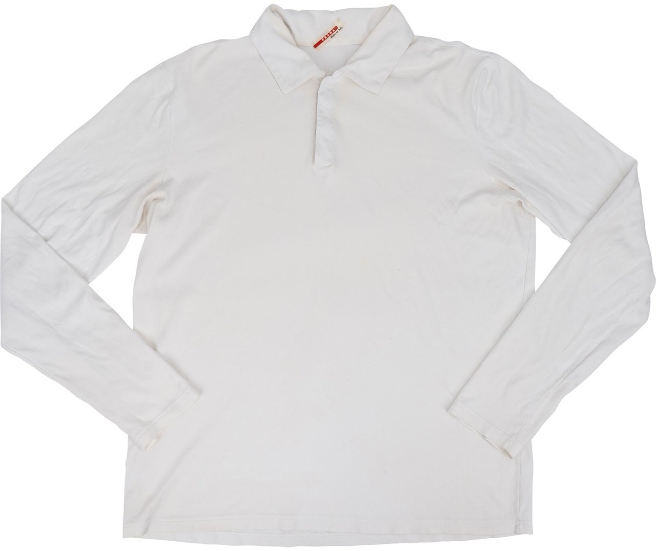 Prada Classic White Sports Emblem Long Polo Shirt (L) Divers