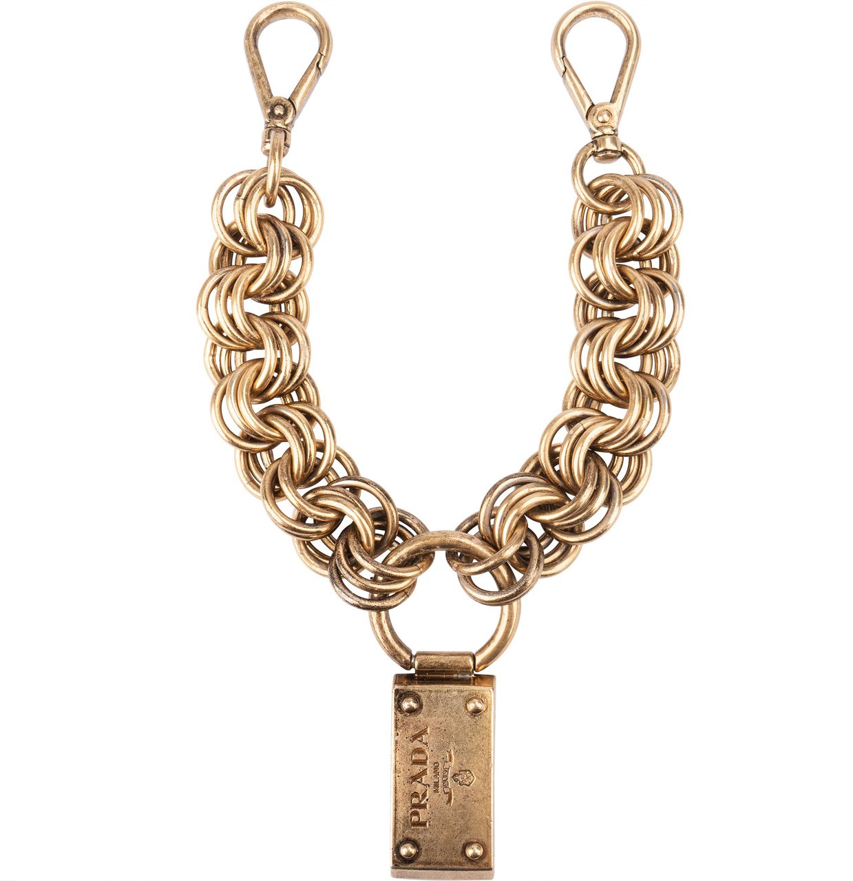 Prada Prada Golden Antique Pendant Goud
