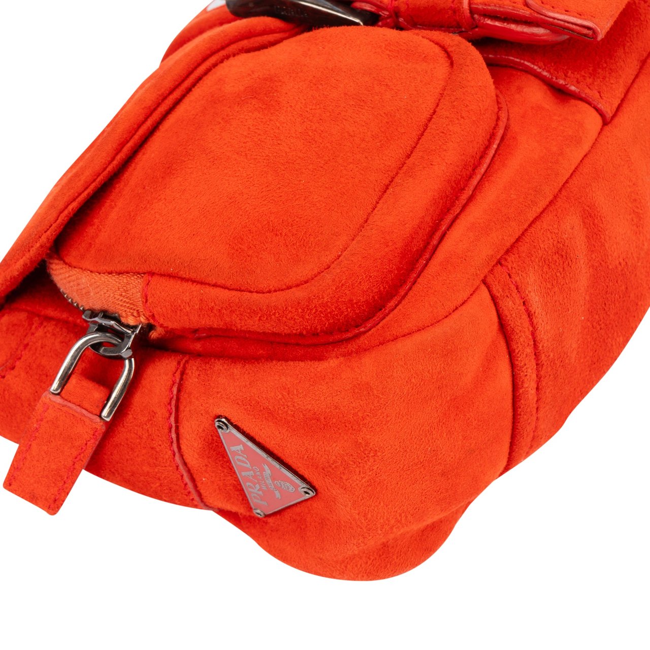 Prada Prada Orange Suede Triangle Shoulder Bag Divers