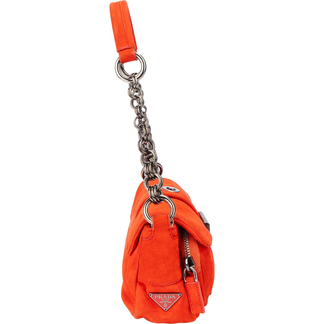 Prada Prada Orange Suede Triangle Shoulder Bag Divers