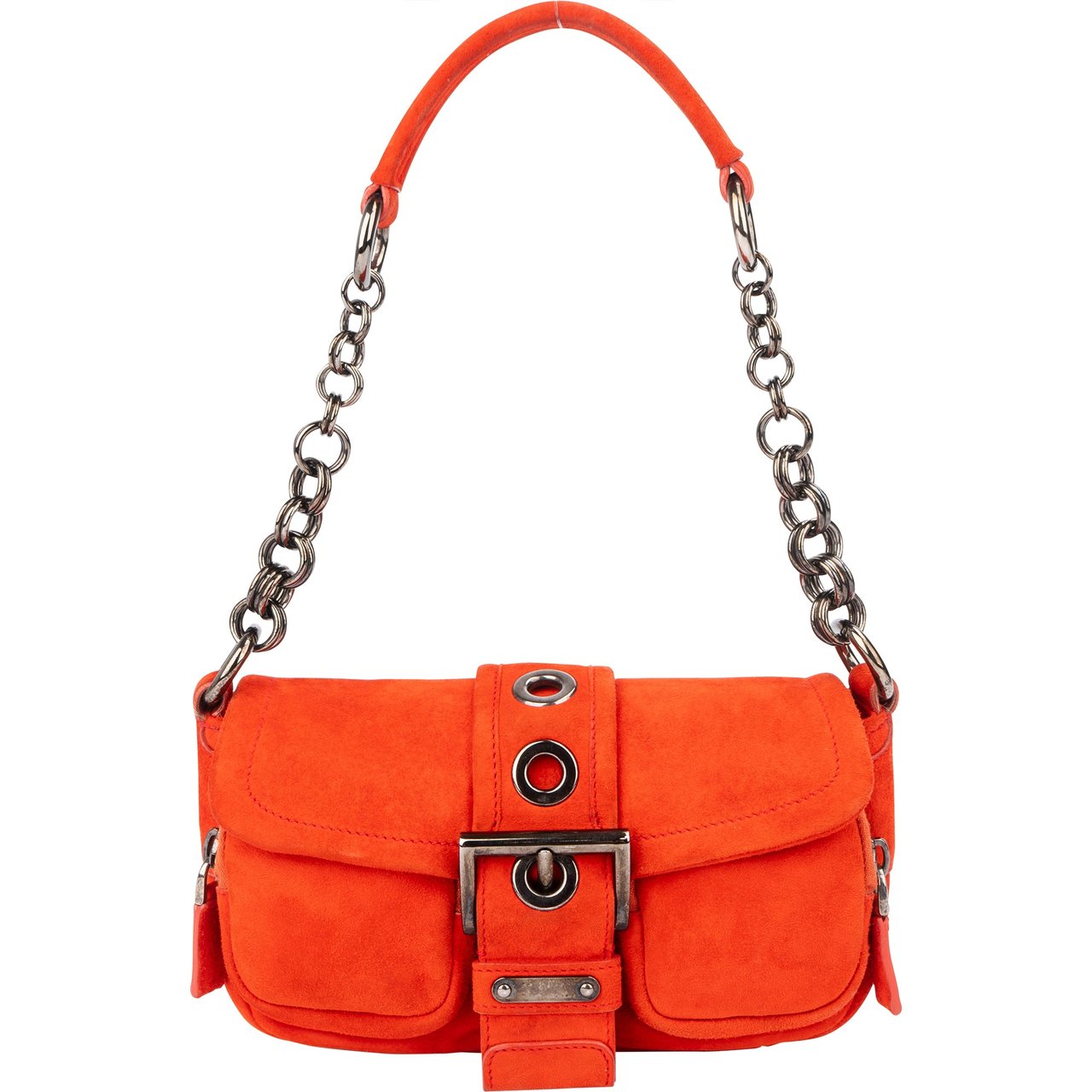 Prada Prada Orange Suede Triangle Shoulder Bag Divers