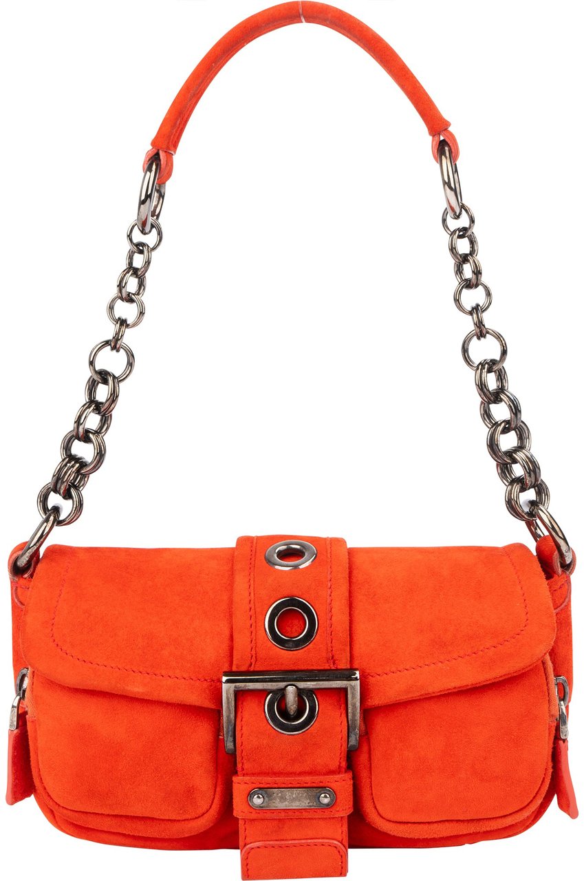 Prada Prada Orange Suede Triangle Shoulder Bag Divers