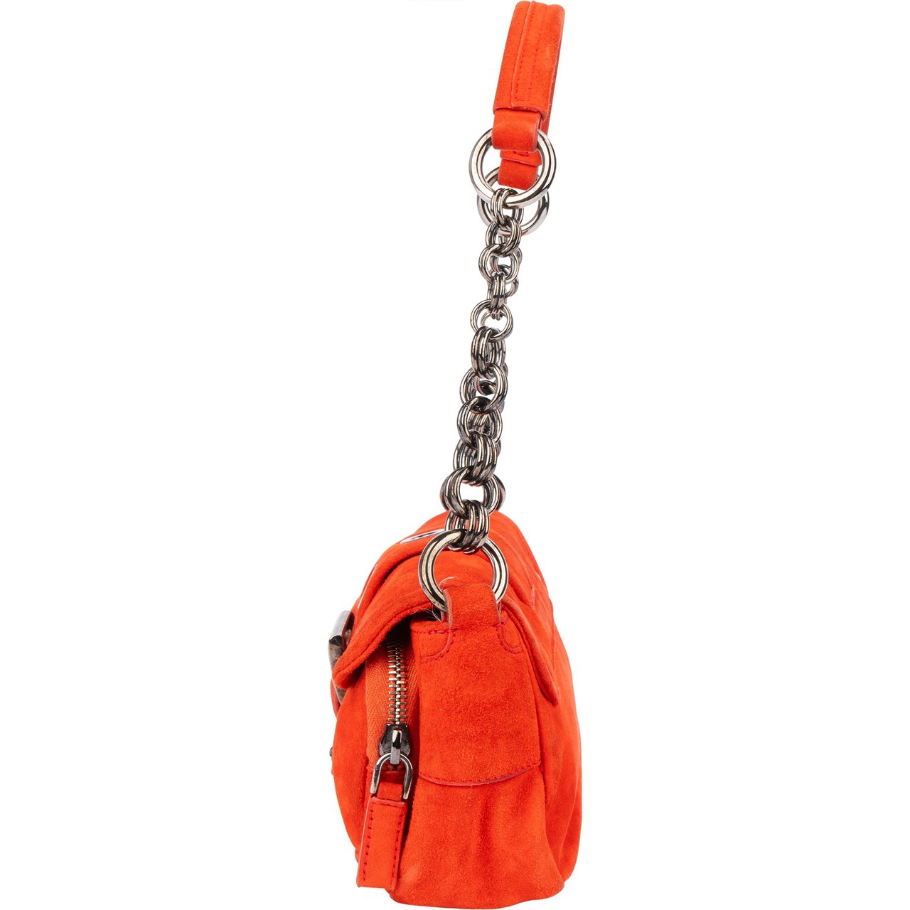 Prada Prada Orange Suede Triangle Shoulder Bag Divers