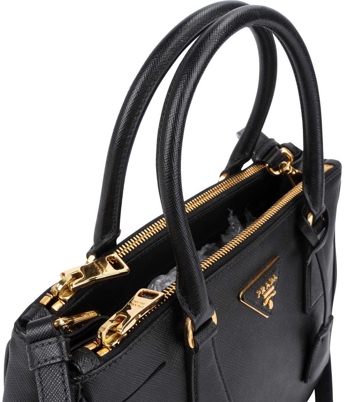 Prada Prada Saffiano Leather Small Galleria Handbag Zwart