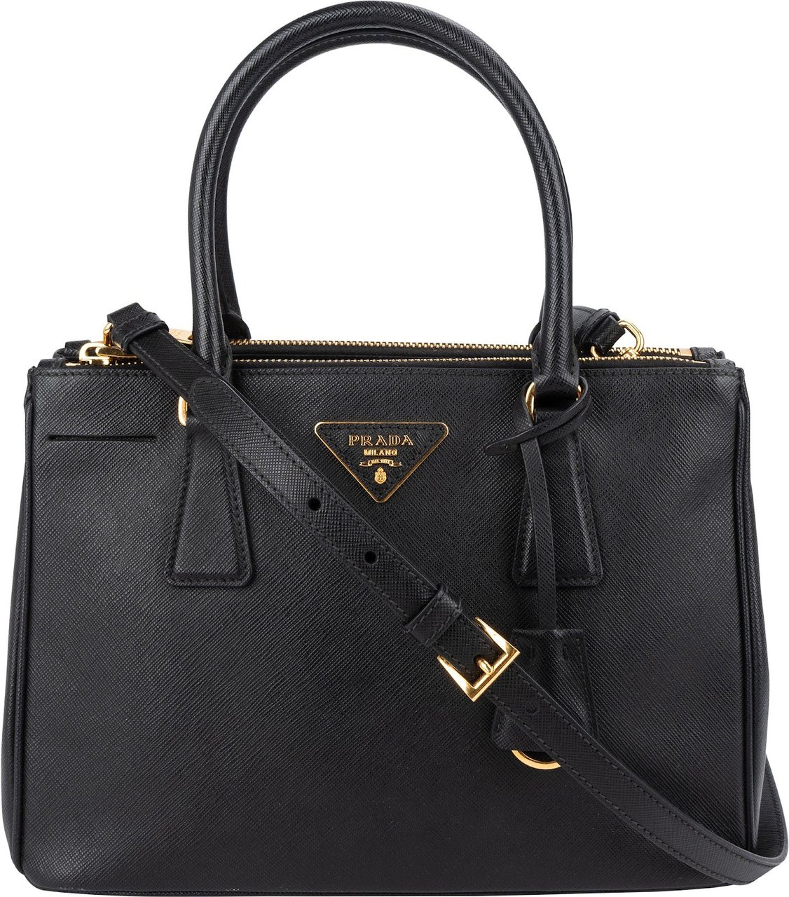 Prada Prada Saffiano Leather Small Galleria Handbag Zwart