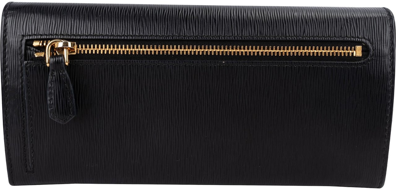Prada Prada Vitello Move Leather Continental Wallet Zwart