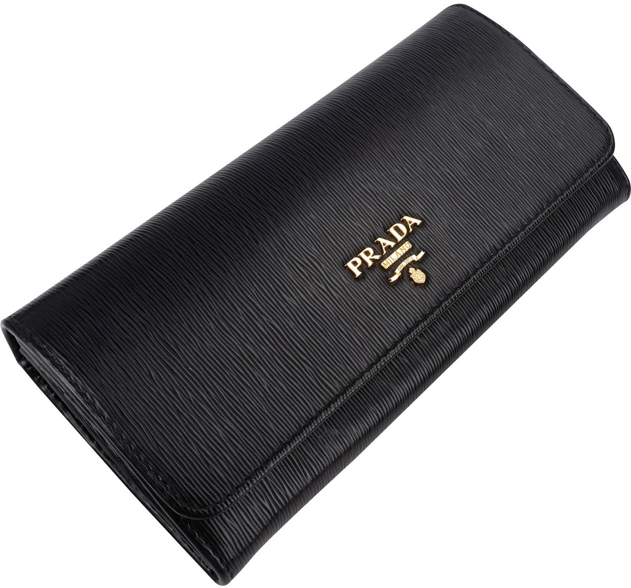 Prada Prada Vitello Move Leather Continental Wallet Zwart
