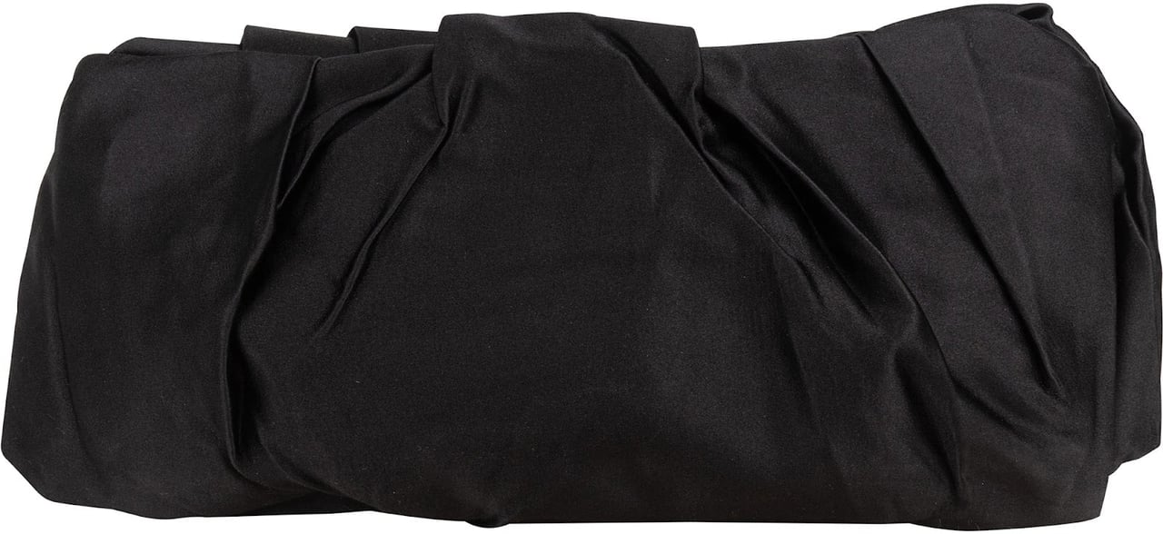 Prada Black Satin Pleated Clutch Zwart