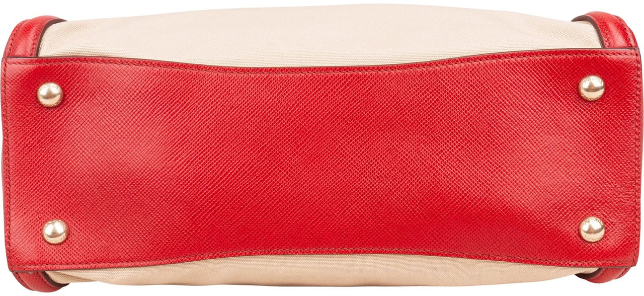 Prada Bicolor Saffiano & Canvas Handbag Rood