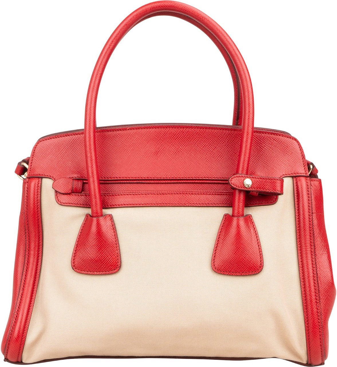 Prada Bicolor Saffiano & Canvas Handbag Rood