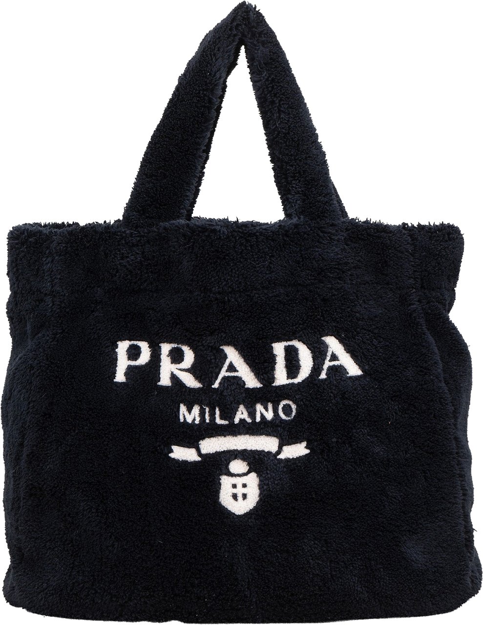 Prada Emblem Terry Tote Handbag Zwart