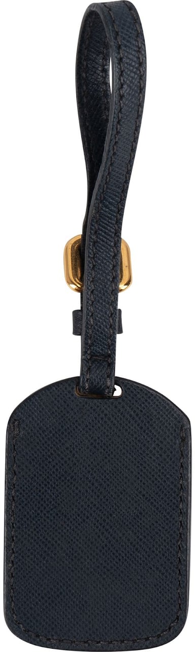 Prada Saffiano Leather Luggage Tag Bag Charm Navy