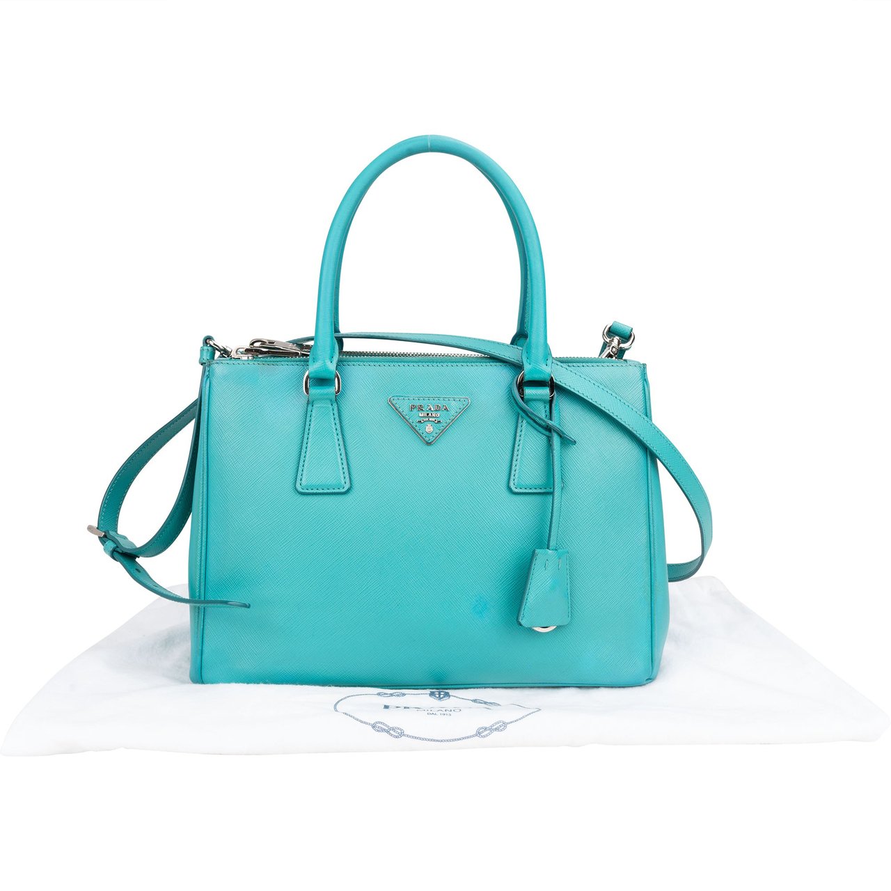 Prada Prada Blue Saffiano Leather Galleria Handbag Divers