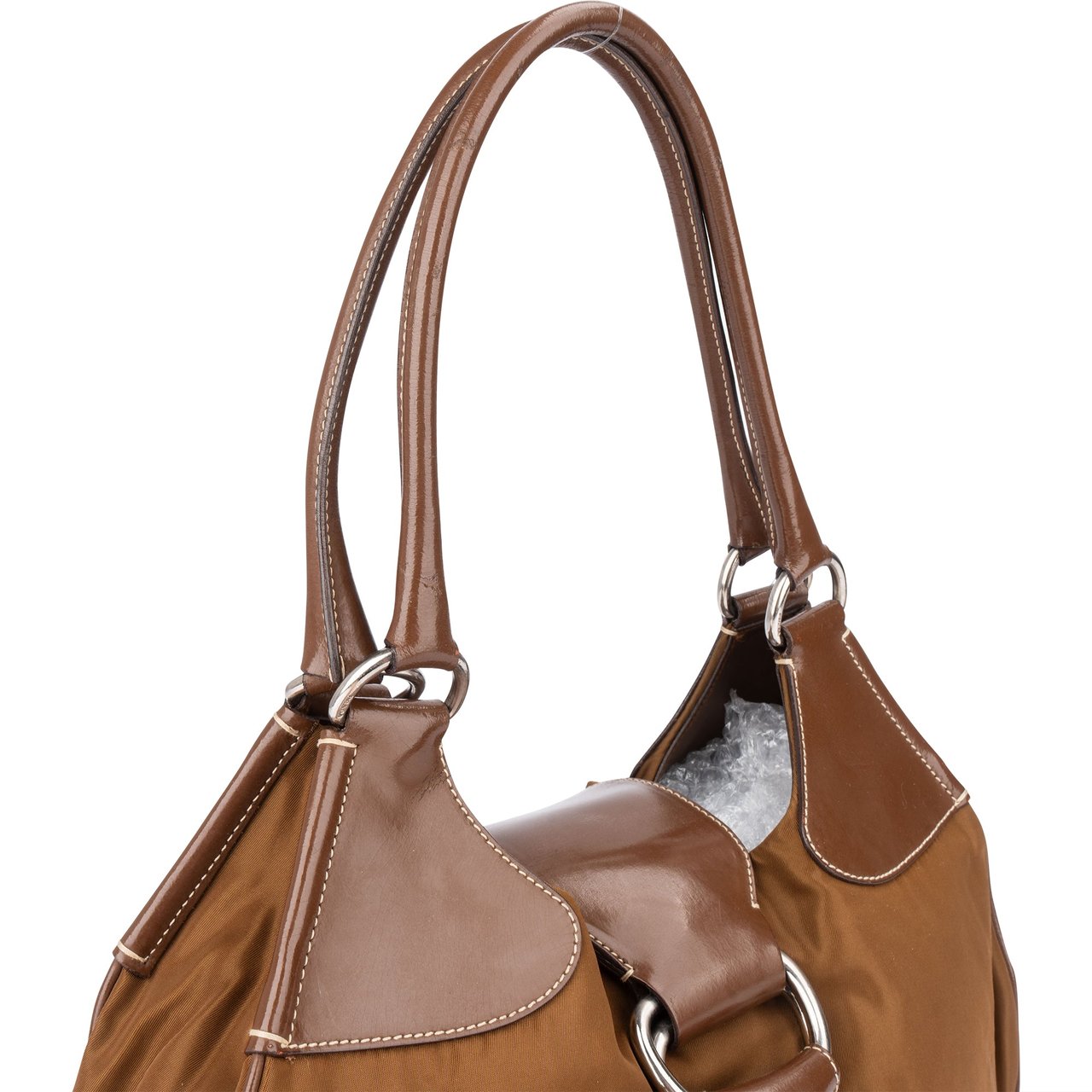 Prada Prada Brown Nylon Triangle Handbag Divers