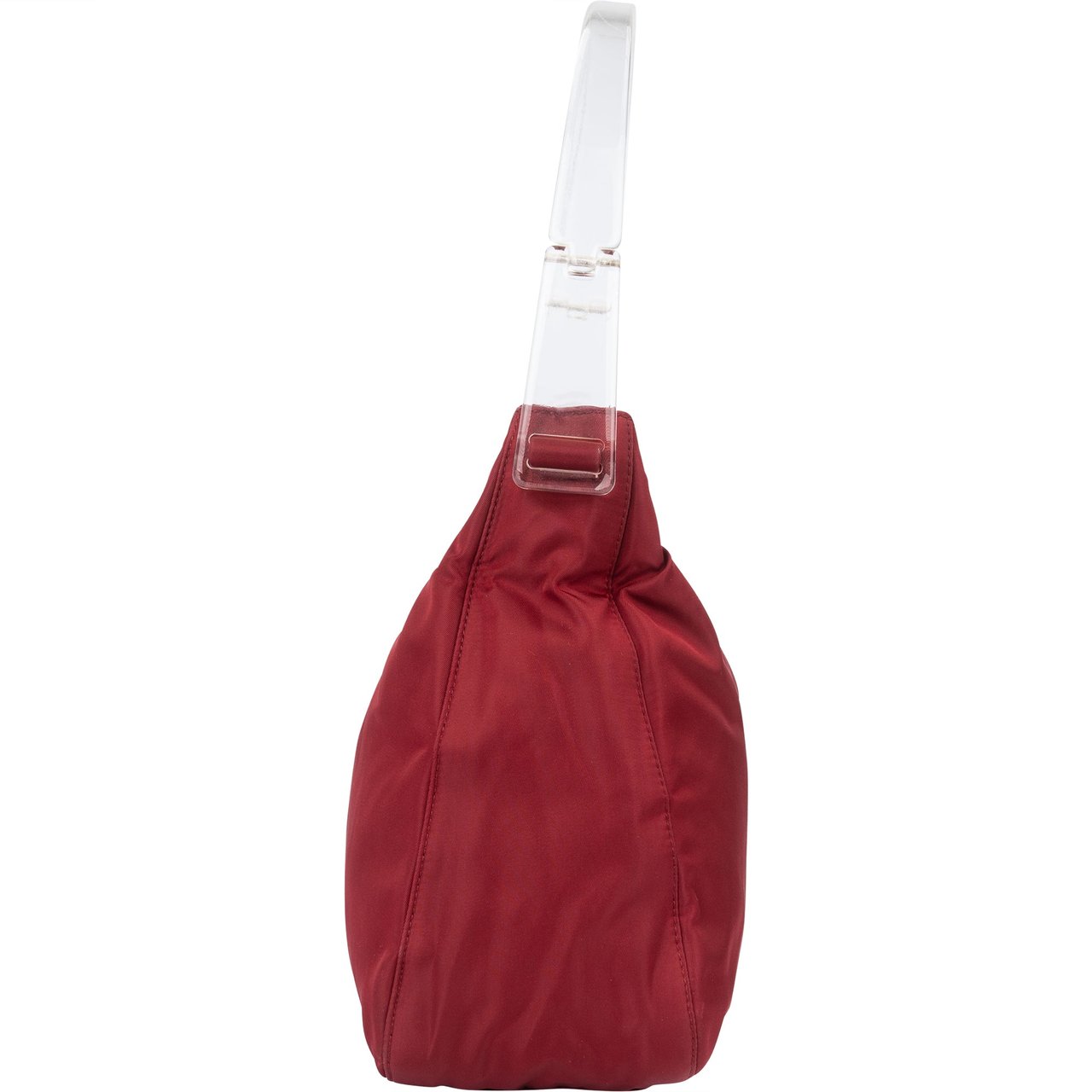 Prada Prada Red Nylon Transparent Handle Hobo Bag Divers