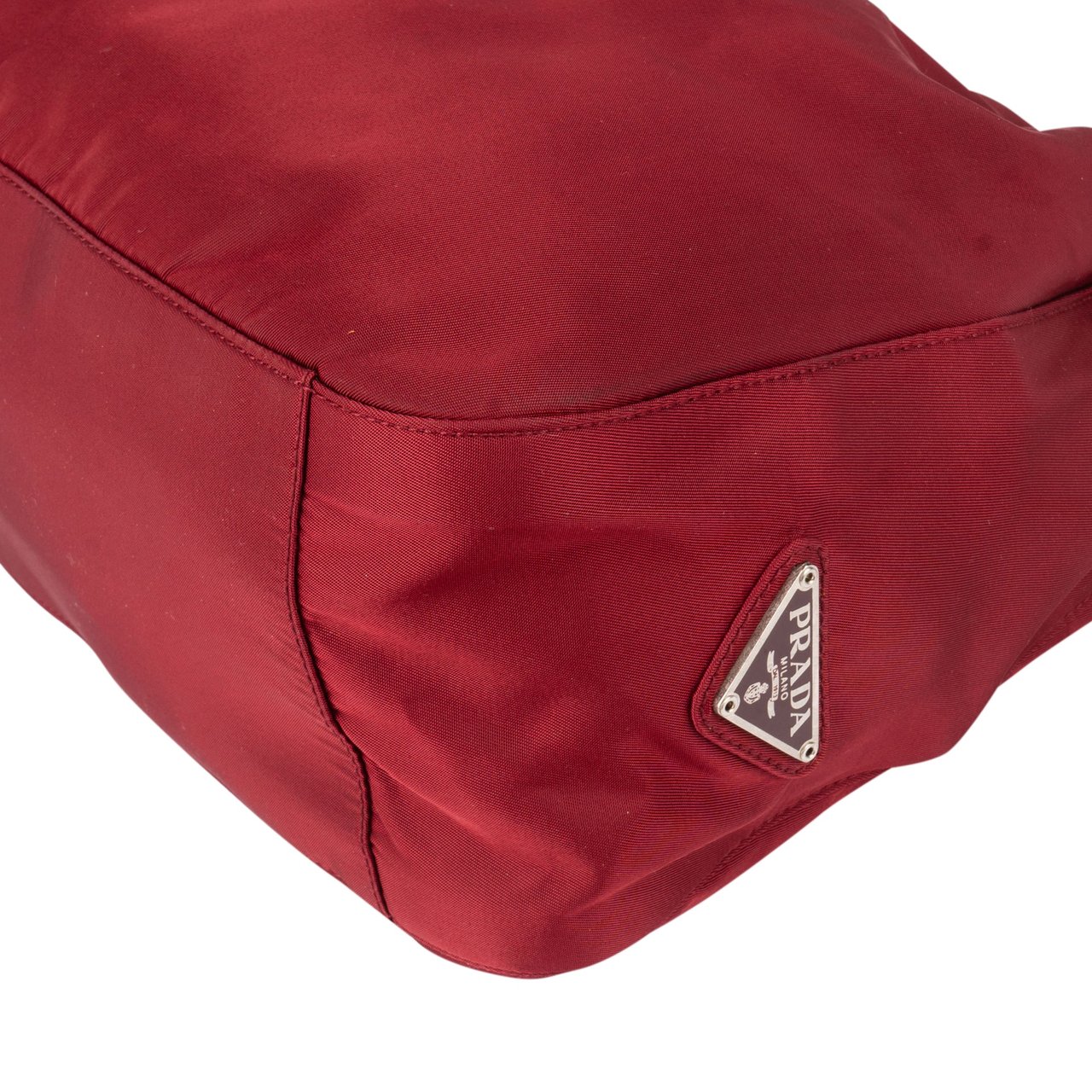 Prada Prada Red Nylon Transparent Handle Hobo Bag Divers