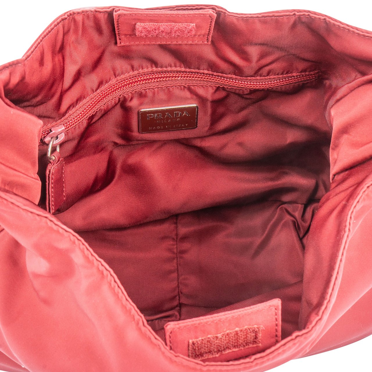 Prada Prada Red Nylon Transparent Handle Hobo Bag Divers