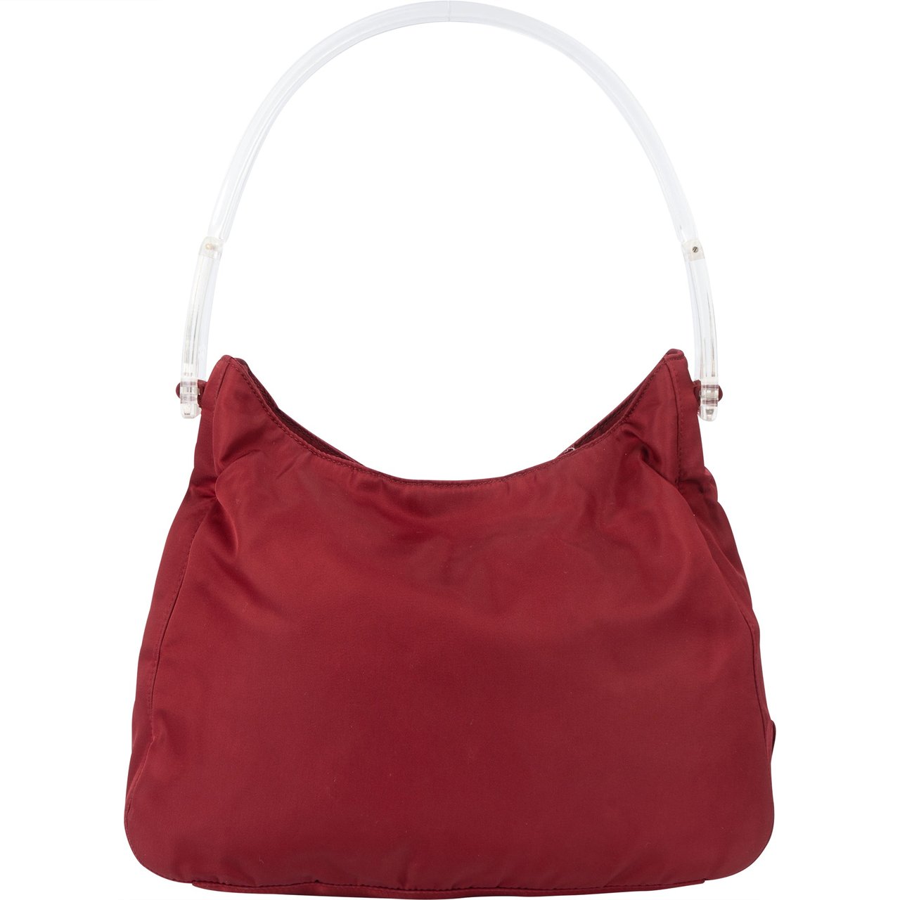Prada Prada Red Nylon Transparent Handle Hobo Bag Divers
