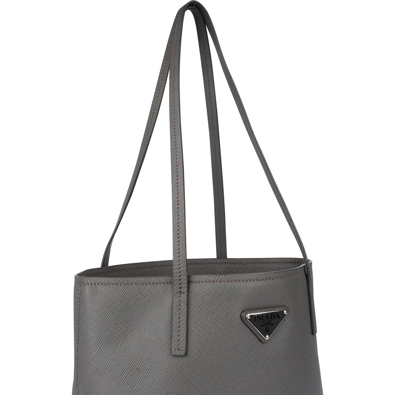 Prada Prada Grey Saffiano Cuir Leather Shoulder Bag Divers