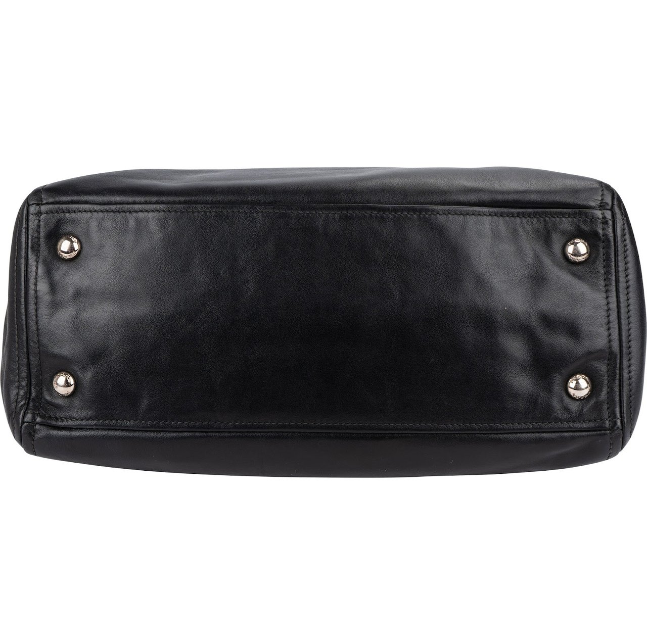 Prada Black Vitello Leather Top Handle Handbag Zwart