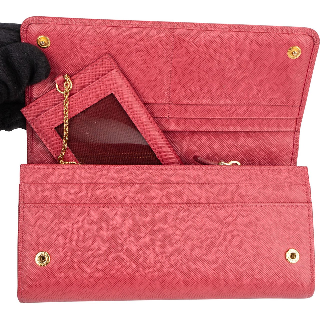 Prada Saffiano Leather Continental Wallet Rood