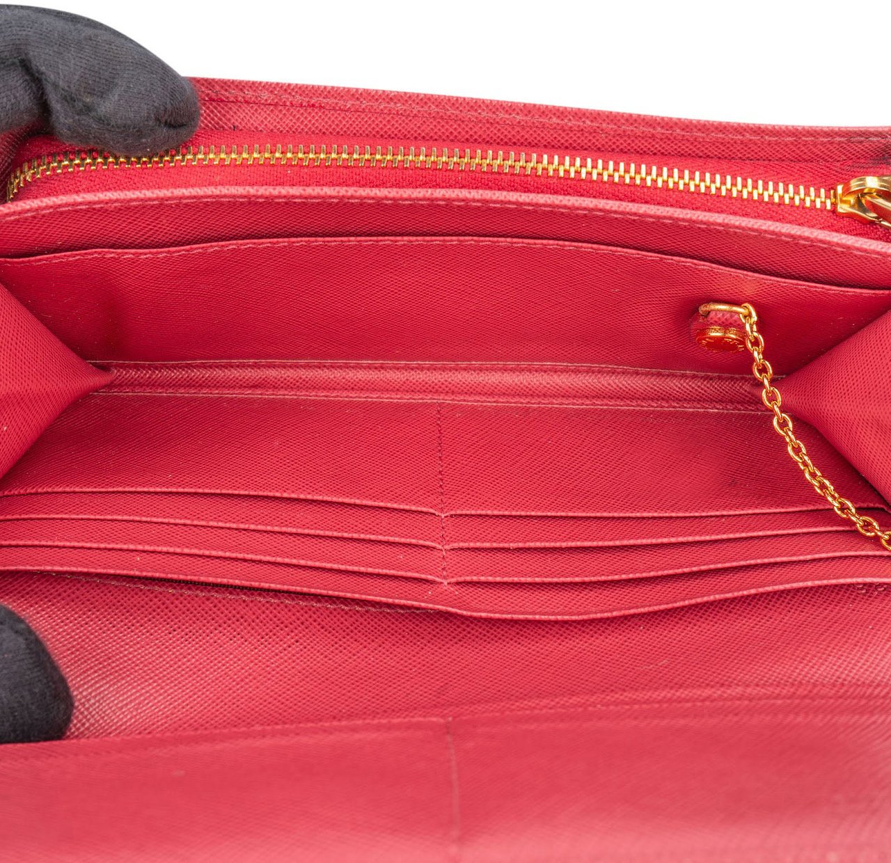 Prada Saffiano Leather Continental Wallet Rood