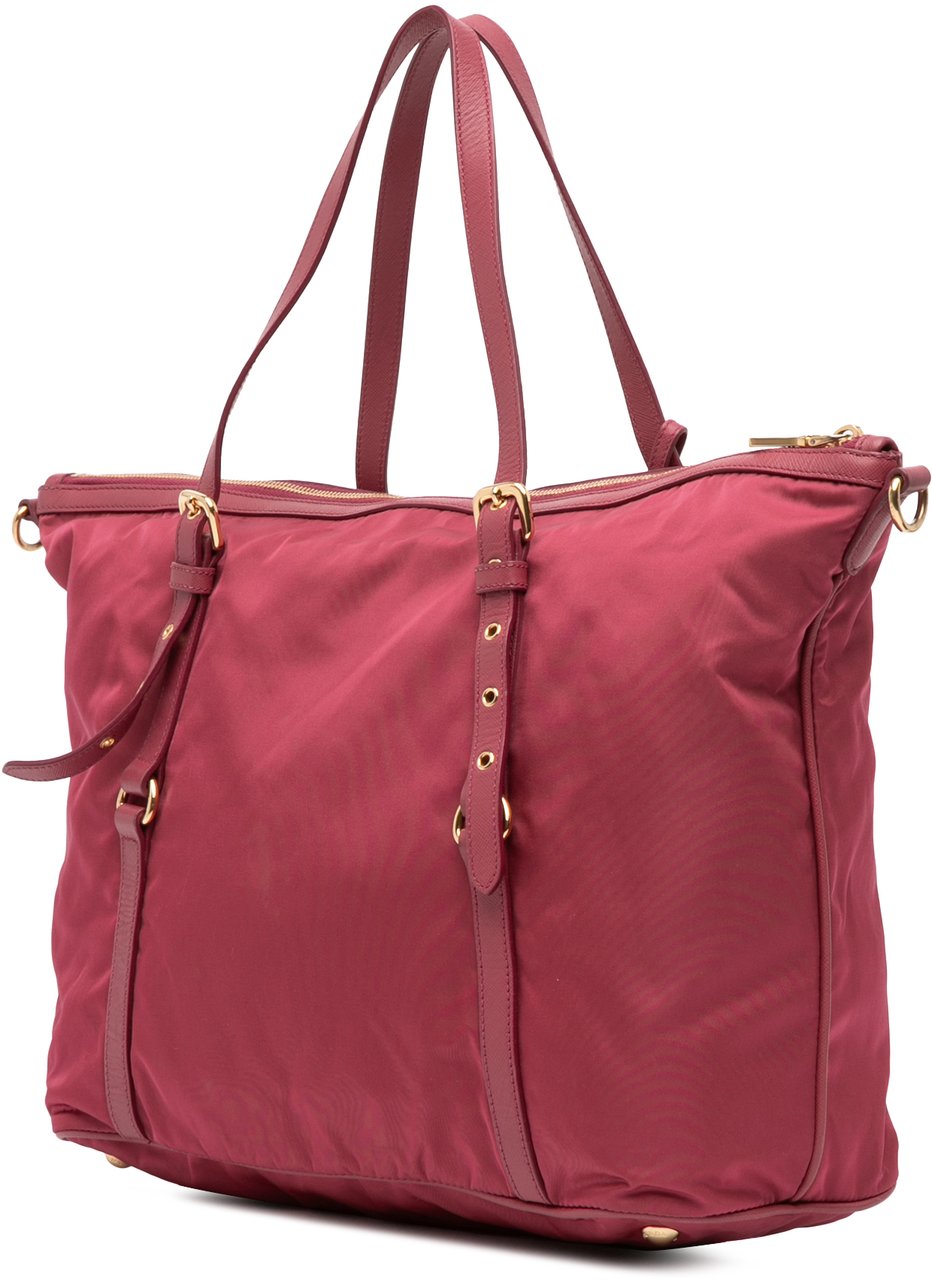 Prada Saffiano Trimmed Tessuto Satchel Roze