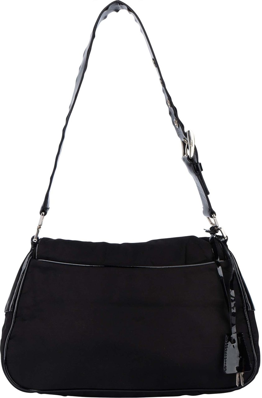 Prada Prada Black Nylon Triangle Shoulder Bag Zwart